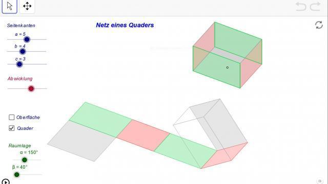 Abwicklung eines Quaders Bild: Abwicklung eines Quaders