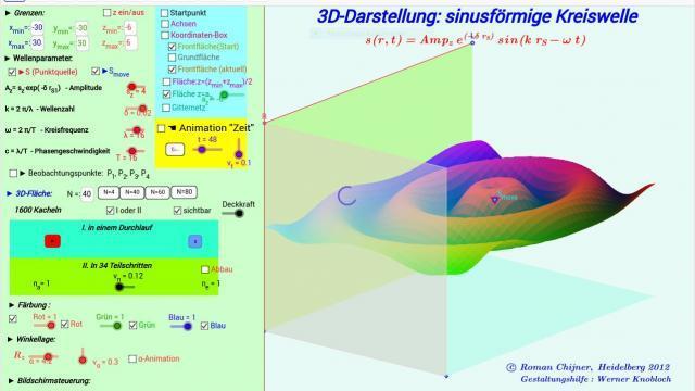 3D-Darstellung von Kreiswellen Bild: 3D-Darstellung von Kreiswellen