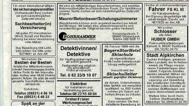 Stellenmarkt Alpkirchner Bote Bild: Stellenmarkt Alpkirchner Bote